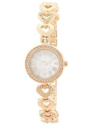 Charter Club Rose Gold-Tone Pave Heart Bracelet Watch 27mm, New w/Tag