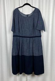 Eshakti Blue Denim Short Sleeve Fit&Flare Dress Sz.2X(20W)