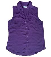 NEW YORK & COMPANY Purple Collared Sleeveless Top, M