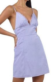 Blue Blush Sleeveless V-Neck Lace Trim Mini Dress Purple Size Large NWT