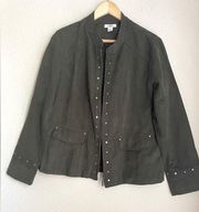 Cato Green Faux Suede Zip Up Jacket Size Large