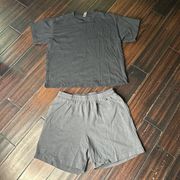 Cropped tee shirt and cotton short set Los Angeles Apparel basic casual athletic