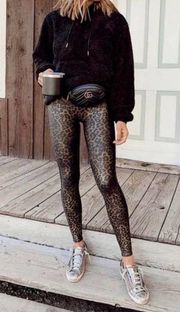 SPANX Faux Leather Leopard Shine Legging Pants Shapewear Animal Print Size 1X
