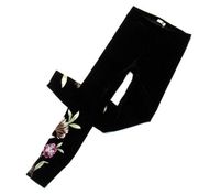 NWT Johnny Was Meriah in Black Embroidered Stretch Velvet Legging Pant XS