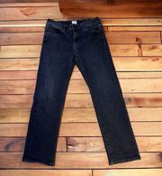 EDWIN Anthropologie ELIN CROP Gray Black Denim Jeans Straight Leg Size 26 x 23.5