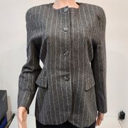 Vintage Christian Dior Gray & White Wool Pinstripe Blazer Fits Like Size 8