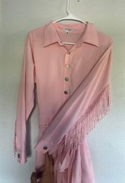 Pink Western Fringe Romper 