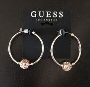 Guess Gold Hoops w Center Glimmery Ball 1.5 "