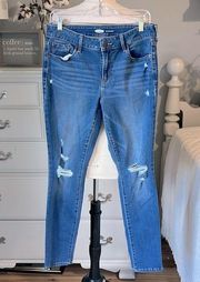 Jeans Old Navy Pop Icon Skinny Denim Destroyed Distressed Soft Comfy Womens 10