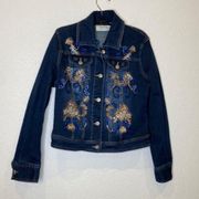 La Bellum Hillary Scott Women’s Jean Jacket Embellished Embroidered EUC Sz S