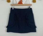 Romeo & Juliet Couture Navy Blue White Pinstripe Mini Skirt Size Medium