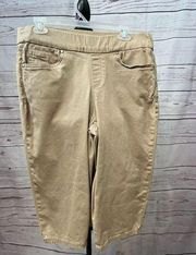 A356-Gloria Vanderbilt size 12 tan cropped pants, stretchy waist