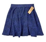 Francesca's Alya Textured Black & Blue Skater Skirt