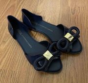 NEW MELISSA + Vitorino Campos Blue Bow front peep toe Jelly flats size US 5