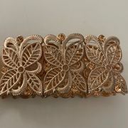 New Badgley Mischka Rose gold Butterflies Stretch Bracelet with amber stones