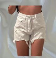 Romwe White Distressed Ripped Denim Shorts