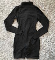 All In One Long Sleeve Mid Thigh Onesie in Onyx S