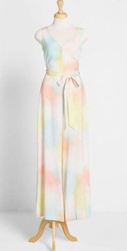 ModCloth Delight Of My Life Pastel Rainbow Tie Waist Jumpsuit Sz.1X