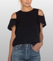 Rebecca Taylor Open Cold Shoulder Top in Black