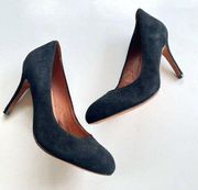 Corso Como Womens Pump Block Heels Black Suede Round Almond Toe Size 7.5 Comfort