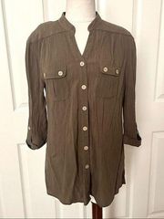 Sag Harbor brown long sleeved button down top