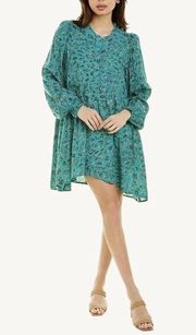 XIX Palms Blue & Pink Floral Print Long Sleeve Noosa Play Dress Sz L