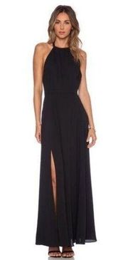 NBD X Naven Twins High Times Black Maxi Dress Size XS NWT Black Halter Neckline