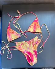 SheIn pink and yellow tie die bikini set