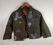 Chaser denium jacket with rainbow patches size extra small women