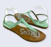 Sam Edelman Cayden Mint Green Faux Patent Buckle Slingback Toe Post Sandal 9