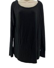 SOFT SURROUNDINGS Go Lively Seamed Tee Long Sleeve Modal Knit Top Shirt Black XL