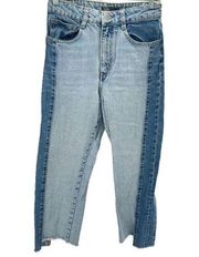 Maje Womens Straight Leg Jeans Denim Mid Rise 5 Pocket Casual Frayed Hem 38