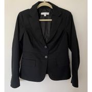 New York & Co Blazer Long Sleeve Jacket Women Black Button Cotton Stretchy Sz 8