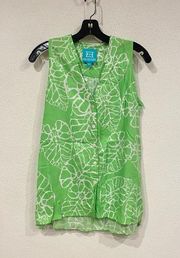 Leaf Print Sleeveless Top Size Small EUC