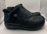 ALEGRIA Meri Black Roses Faux Fur Lined Boots Size EU 42 US 11.5 EUC