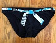 NEW NWOT JAG JEANS Solid Black Blue White Belted Stripe Y2K Bikini BOTTOM XL