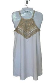 Lily Pulitzer Pearl Shift Dress White Gold Halter neckline. Size 00