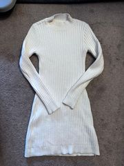 White/Cream Ribbed Knit Dress