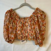 Cropped Orange Print Top