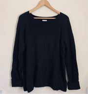 Gap Mohair Blend Relaxed Fit Ribbed Knit Sweater Black NWOT size L