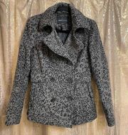 Moda International Victorias Secret Y2K Leopard Print Gray Black Peacoat Jacket