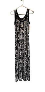 Karen Kane Small Black/White Bamboo Tropical Print Sleeveless Maxi Dress Nwt