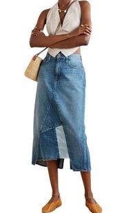 Frame Le Midi Patchwork Denim Midi Skirt 25