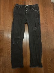 Abercrombie & Fitch Black Distressed Abercrombie “the Dad” High Rise Jeans