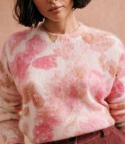 NWT  MAY jumper pullover pink floral sweater wool SZ M oversize look bust 46