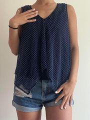 Navy Blue Polka Dot Tank Top 