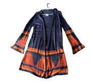 Double Zero Orange and navy long duster with hood size Small nwt