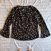 Black Print Flowy Blouse Medium