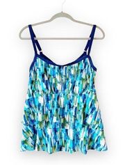 Maxine of Hollywood Tiered Swim Tank Tankini Top 16W Bathing Suit Pool Beach