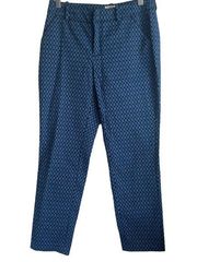 Merona Womens Pants Geometric Print Stretch Skinny Leg Retro Style Size 4 Blue